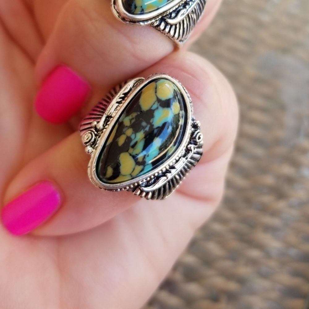 🎁🎁# 46. 🥰RESTOCKED 925Silver Filled Turquoise Ring - Picture 3 of 8
